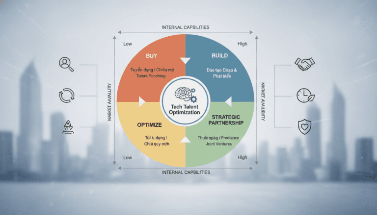 Sơ đồ ma trận quyết định Build vs Buy trong quản trị nhân lực công nghệ